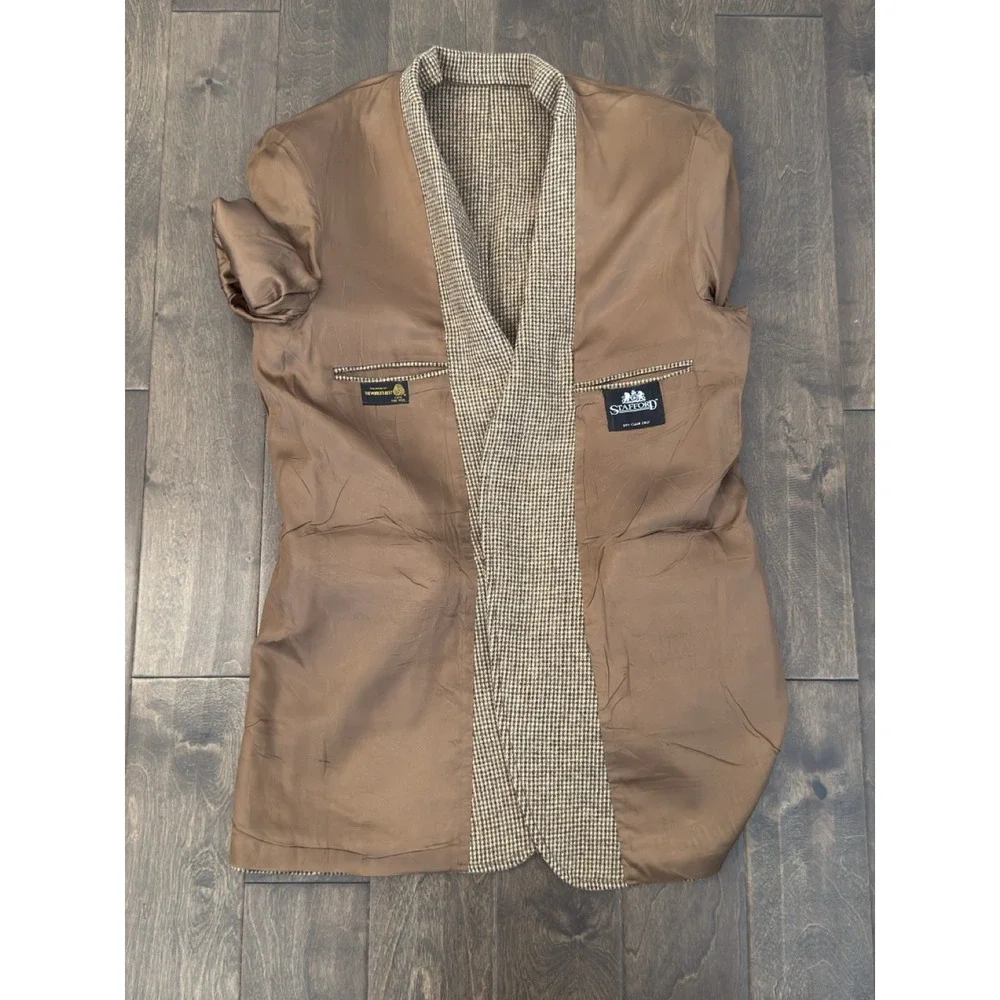 Vintage Stafford Tweed Men 100% Wool Sports Coat Suit Jacket Blazer Size 44L USA
